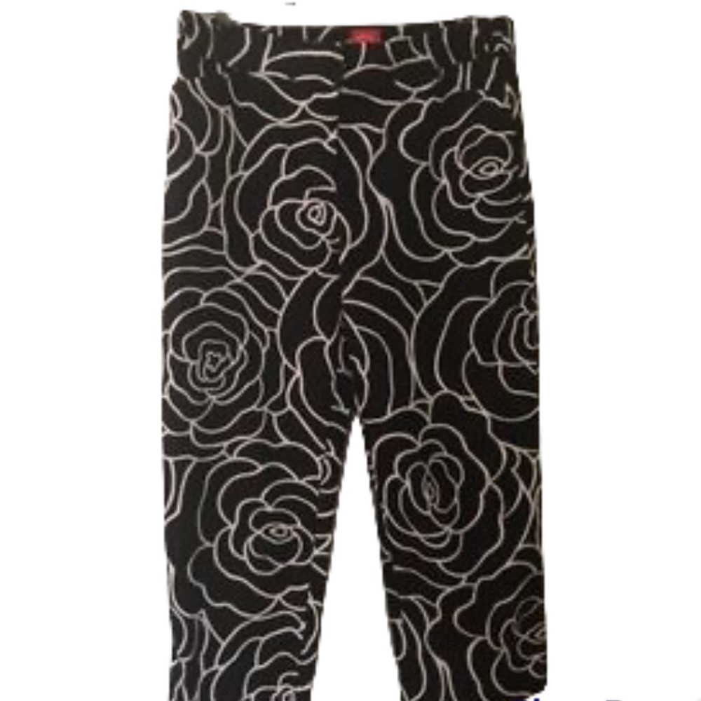 Oscar De La Renta Black and White Graphic Cropped Pants